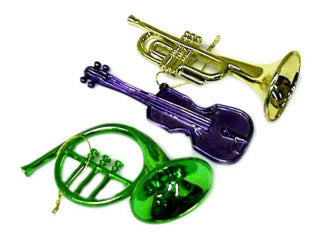 5" Mardi Gras Musical Instrument Ornaments