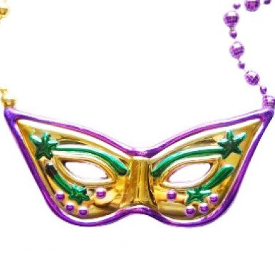 36" Purple, Green, and Gold Bead with Mask