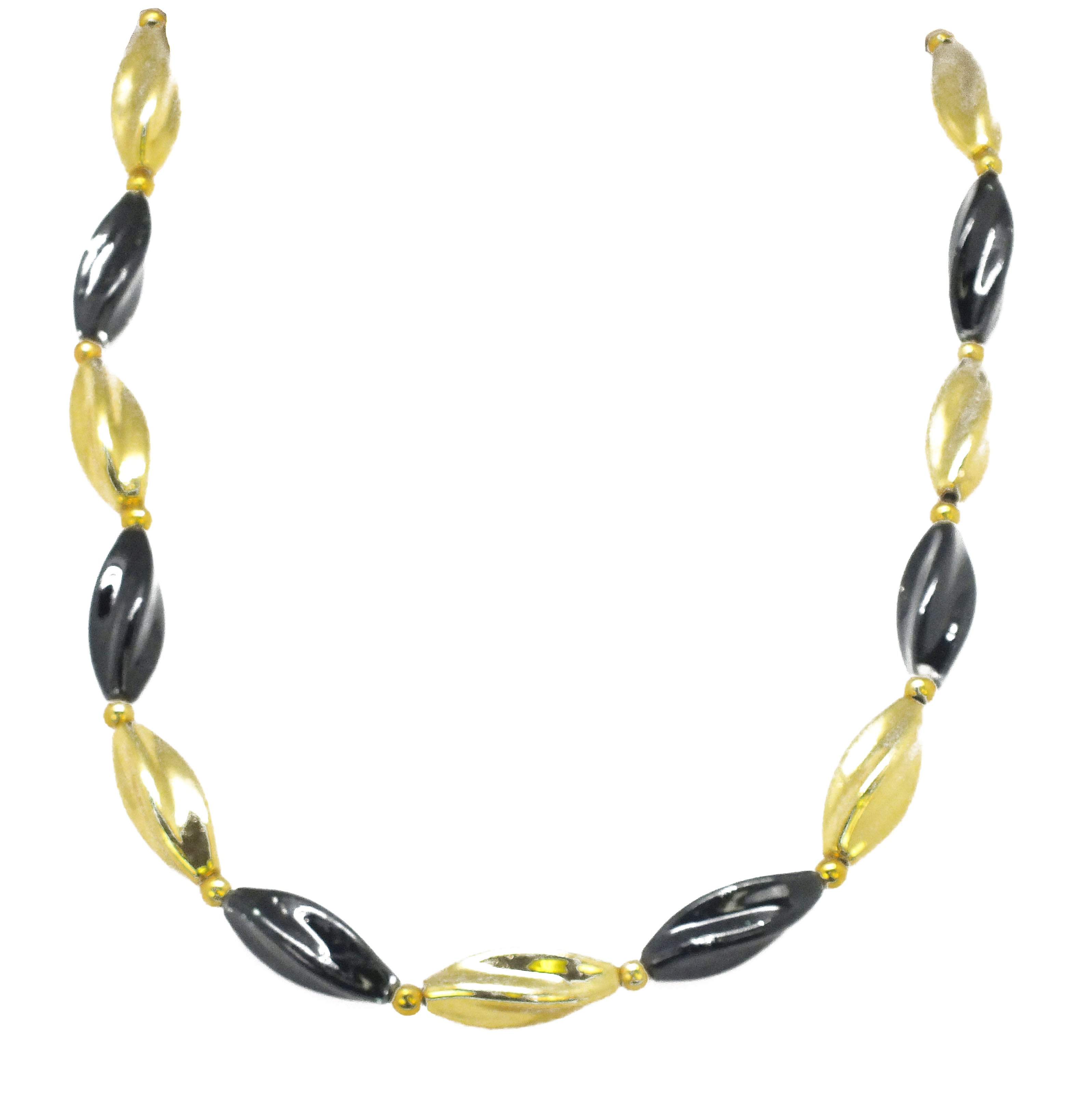38" Black & Gold Swirl Beads