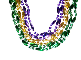 33" Twist Beads Purple, Green, and Gold