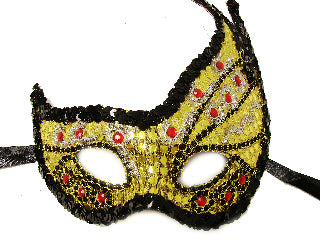 Upsweep Mask Gold with Black and Red Trim
